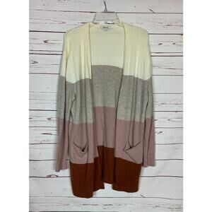 Madewell Women's M Medium Striped Alpaca Wool Open Front Pocket Sweater Cardigan